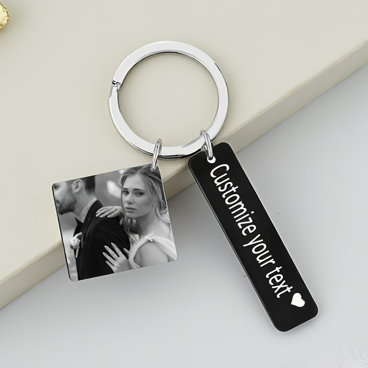 Initial Ring Custom - Portachiavi personalizzato in acciaio inossidabile con